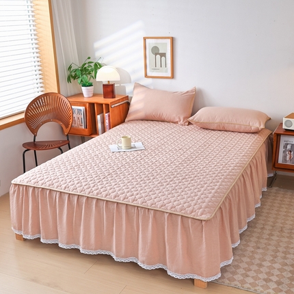 乐逸家纺 2025新品全棉色织床裙 豆沙