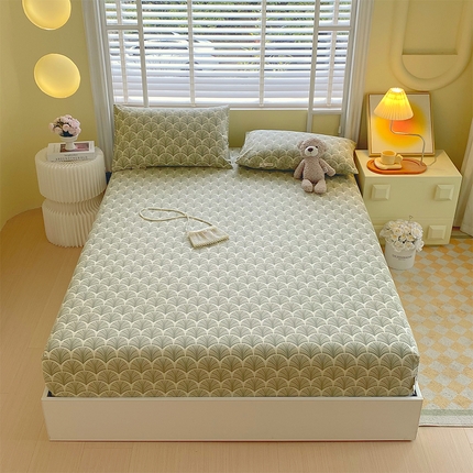 91家纺网 家纺一手货源 找家纺 （总）春皖家纺 2025新款A类全棉简约老粗纱布四件套风格一-普通款单床笠