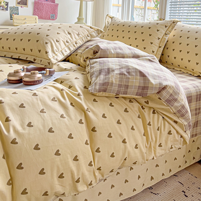 91家纺网 家纺一手货源 找家纺 暖芯优选 2025新款全棉纯棉一字绣四件套系列 心甜