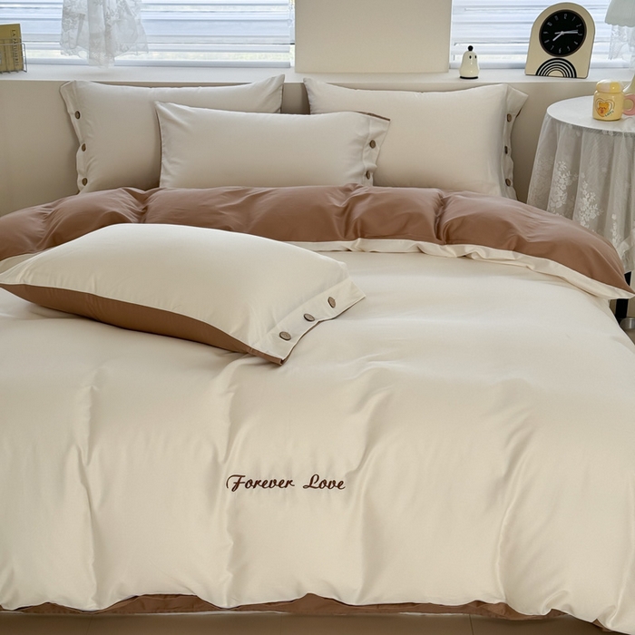 91家纺网 家纺一手货源 找家纺 艾迪尚家纺 2025新款A类纯色双拼长绒棉纯棉刺绣系列单品被套 被套单件（有单品 可定制） 奶驼逸居