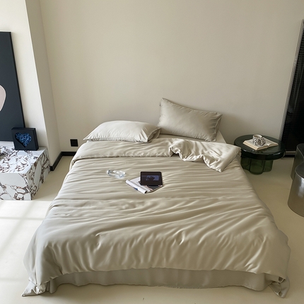 91家纺网 家纺一手货源 找家纺 （总）2025新款春夏精致都市风60s兰精天丝纯色拼色四件套