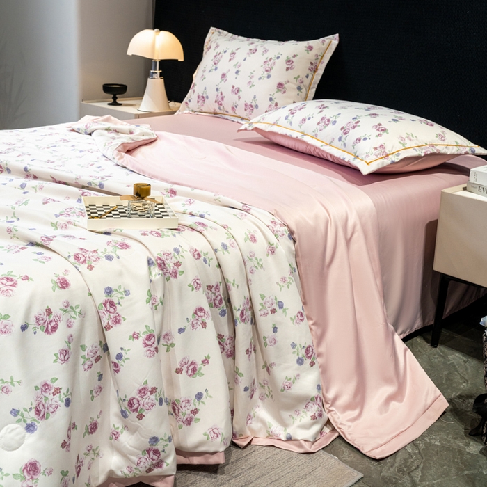 91家纺网 家纺一手货源 找家纺 归属2025新款水洗真丝夏被四件套空调被夏凉被 花期