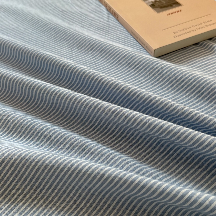 91家纺网 家纺一手货源 找家纺 恋之语家纺 2025新款全棉纯棉色织床单单品单床单床单单件 条纹蓝