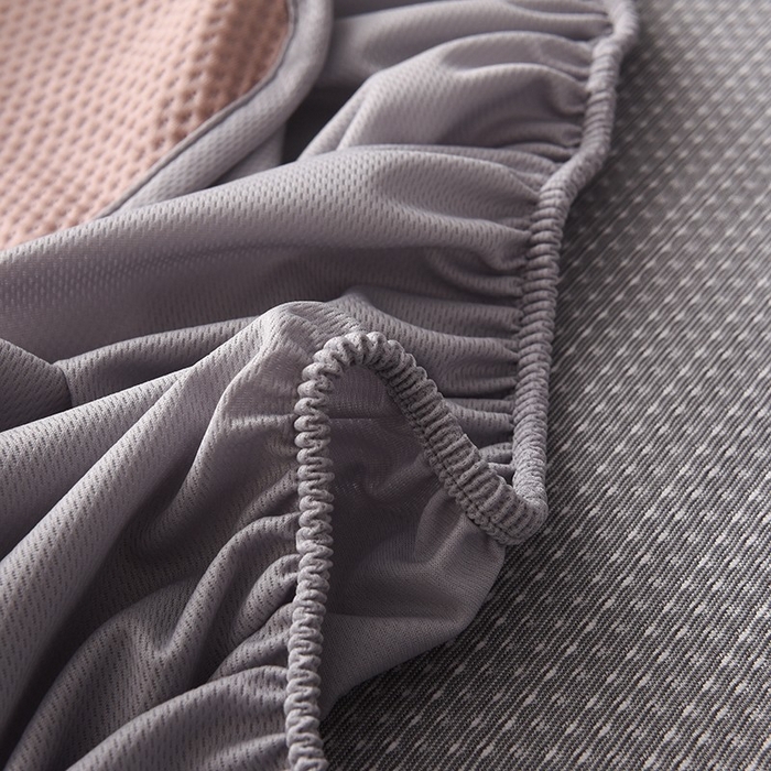 91家纺网 家纺一手货源 找家纺 绒多多 2025新款A类凉感冰豆豆席子凉席床笠款 豆沙粉