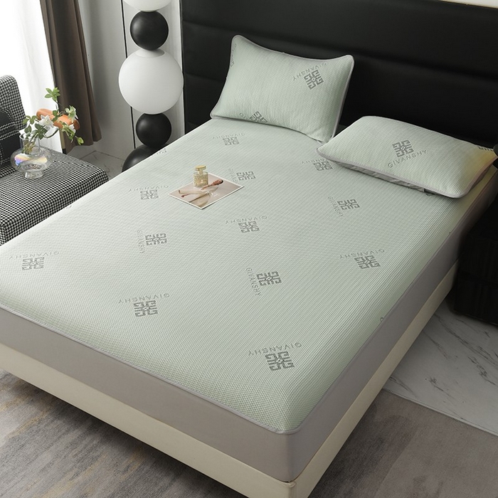 91家纺网 家纺一手货源 找家纺 绒多多 2025新款A类凉感冰豆豆席子凉席床笠款 薄荷绿