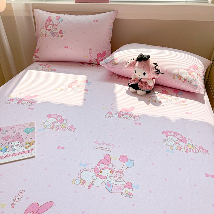 91家纺网 家纺一手货源 找家纺 呗旺鹿 2025新款正版三丽鸥全棉13372单品床单 童趣美乐蒂