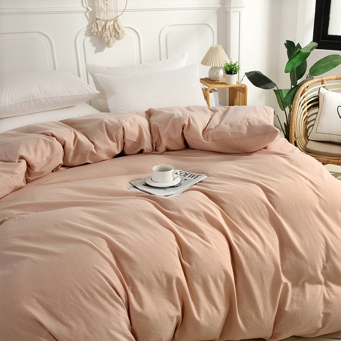 91家纺网 家纺一手货源 找家纺 恋之语 2025新款全棉纯棉色织被套单品单被套被套单件 米驼青年