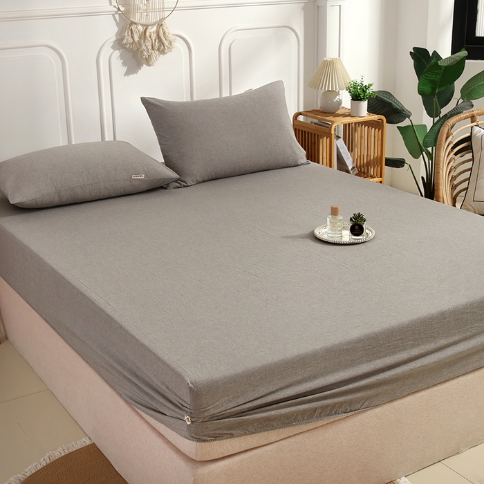 91家纺网 家纺一手货源 找家纺 恋之语 2025新款全棉纯棉色织床笠单品单床笠床笠单件 冰山灰