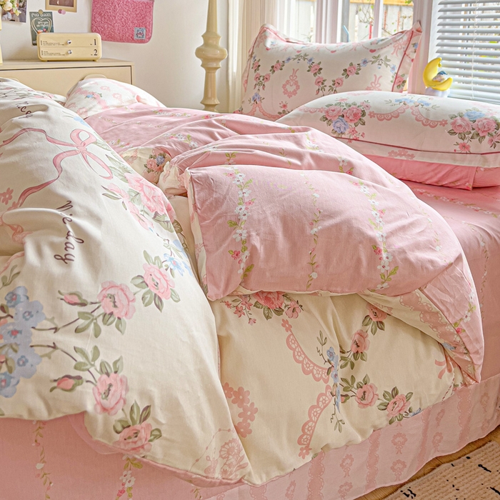 91家纺网 家纺一手货源 找家纺 暖芯优选 2025新款全棉纯棉一字绣四件套系列 半夏清风