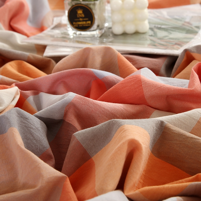 91家纺网 家纺一手货源 找家纺 恋之语 2025新款全棉纯棉色织被套单品单被套被套单件 爱玛橙