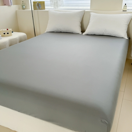 艾迪尚家纺 2025新款A类纯色双拼长绒棉纯棉刺绣系列单品床笠 床笠单件（有单品 可定制） 粉灰谧语