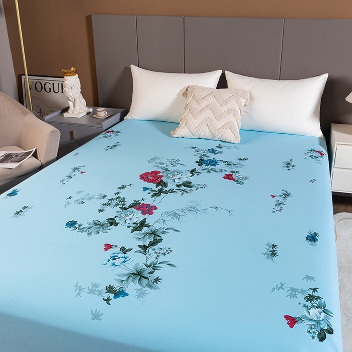 91家纺网 家纺一手货源 找家纺 居美良品 2025新款国民老上海100%全棉床单 牡丹绽放-浅绿