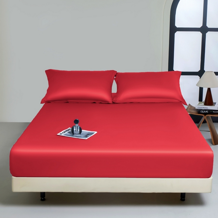 91家纺网 家纺一手货源 找家纺 秀色家纺 2024新品 A类100支双股长绒棉单品床笠 梦易-海棠红