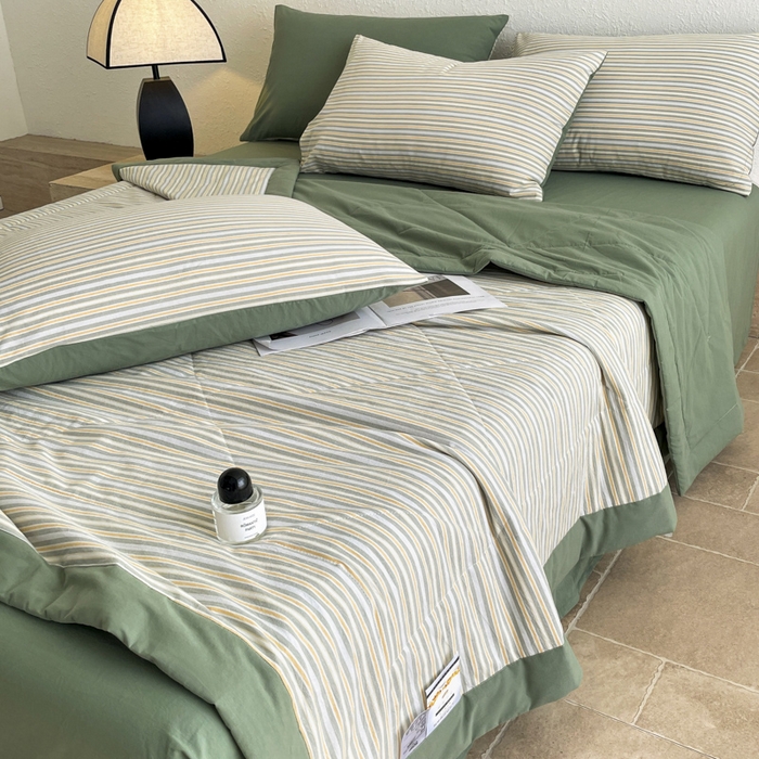 91家纺网 家纺一手货源 找家纺 宝士康家纺 2025新款10A抗菌无印风夏被 被子被芯 小绿条