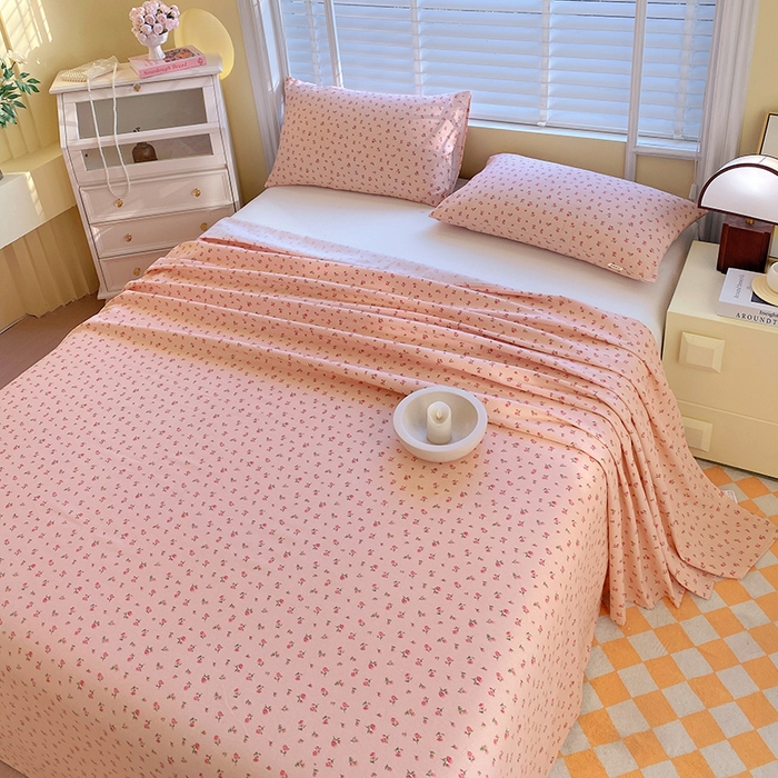 91家纺网 家纺一手货源 找家纺 爱彼家纺 2025新款古艺原棉老粗布床单凉席-系列一 玫瑰花园