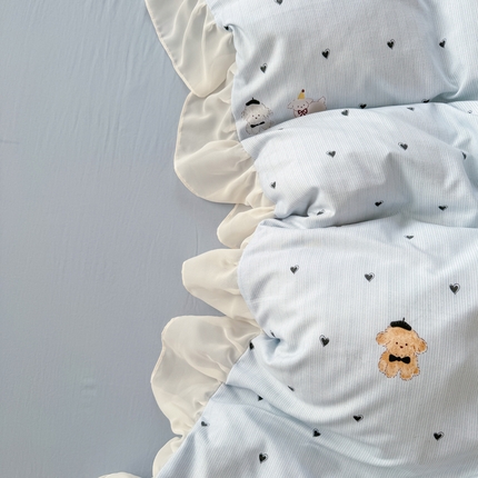 91家纺网 家纺一手货源 找家纺 （总）苏拉家居 2025新款雪纺花边云感提花针织双层纱四件套