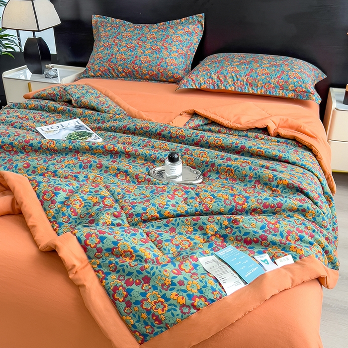 91家纺网 家纺一手货源 找家纺 宝士康家纺 2025新款10A抗菌双层纱印花夏被 艾维