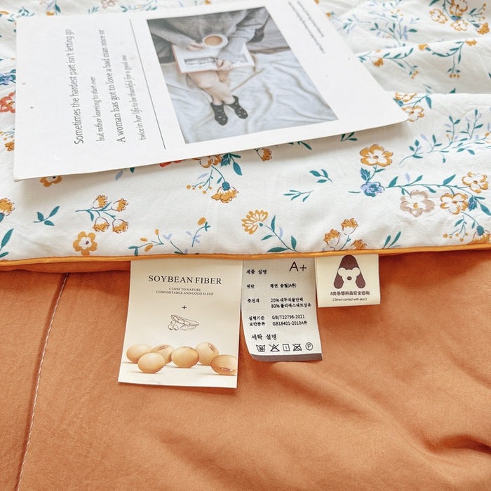 91家纺网 家纺一手货源 找家纺 富艺隆 2025新款A类水洗棉双层纱夏被水洗棉麻空调被直播爆款大豆夏被 西野暮色