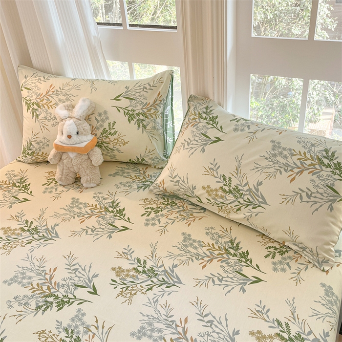 91家纺网 家纺一手货源 找家纺 宝士康家纺 2025新款10A抗菌全棉印花床笠 仙草