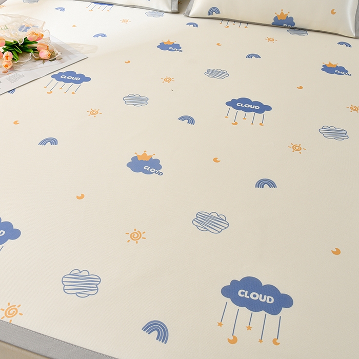 91家纺网 家纺一手货源 找家纺 简一 2025新款A类碳光印花数码冰丝凉席系列-床单款 蓝天白云