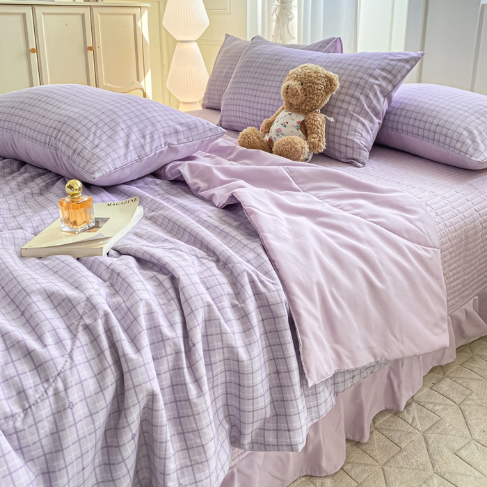 91家纺网 家纺一手货源 找家纺 2025新款针织双层纱夏被床盖四件套单夏被单床盖单品 月半弯