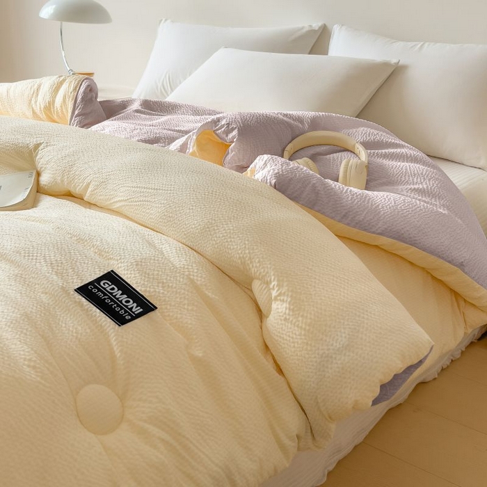 91家纺网 家纺一手货源 找家纺 宝士康家纺 2025新款加厚泡泡棉大豆冬被子被芯 月双凝灰