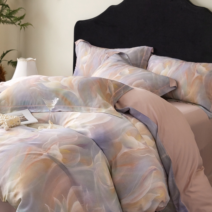 91家纺网 家纺一手货源 找家纺 金奇达家纺 2025新款竹玉清丝四件套-雅韵【标准号全网控价（折后券后）不低于元228元】 绚烂春日-粉