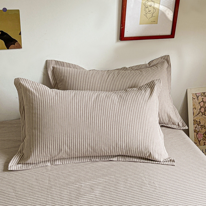 91家纺网 家纺一手货源 找家纺 久云居 2025新款亲肤舒适全棉色织防水床单 米艳条