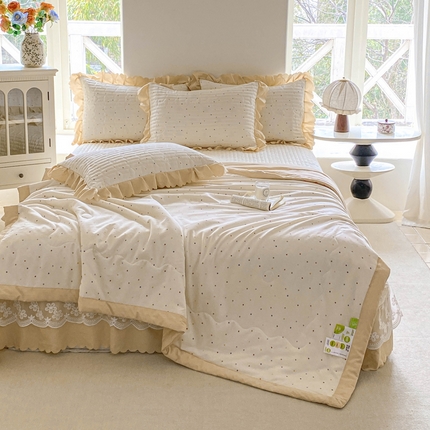 91家纺网 家纺一手货源 找家纺 （总）2025新款直播热款A类针织棉双层纱床盖款夏被四件套