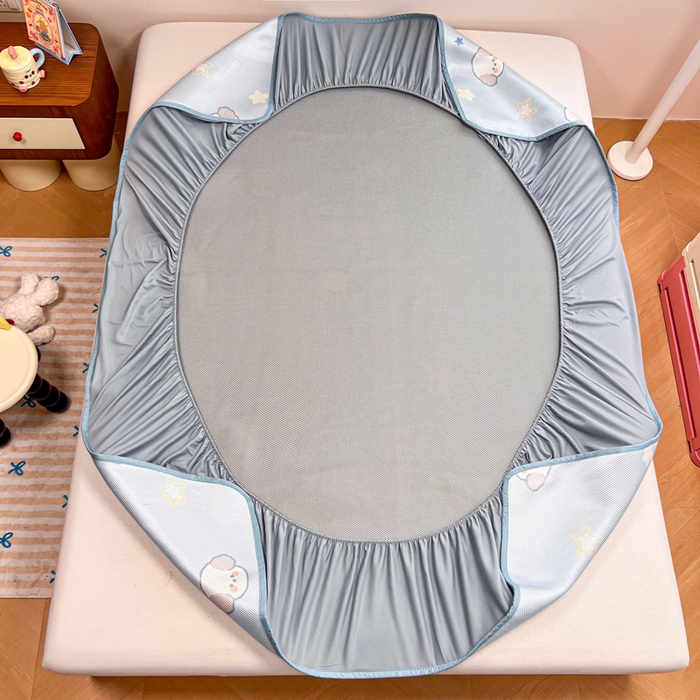 91家纺网 家纺一手货源 找家纺 慕尚家纺 2025新款数码印花床席床笠款冰藤席 床笠款-酷奇