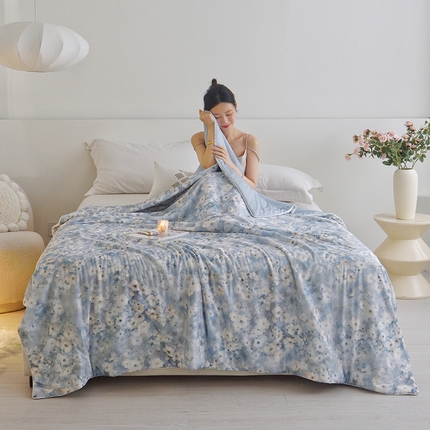 梦恬佳 2025新款印花凉感丝夏凉被 桃花源绿