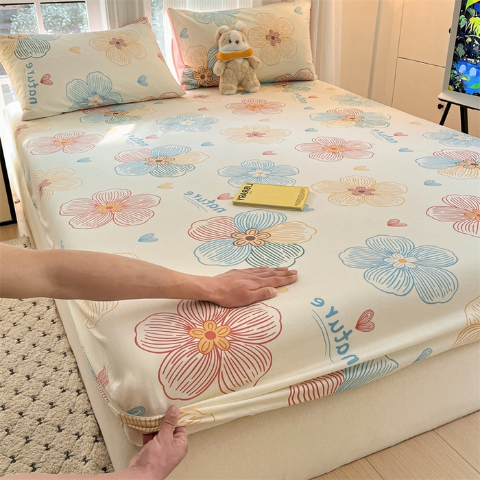 91家纺网 家纺一手货源 找家纺 宝士康家纺 2025新款10A抗菌全棉印花床笠 缤纷