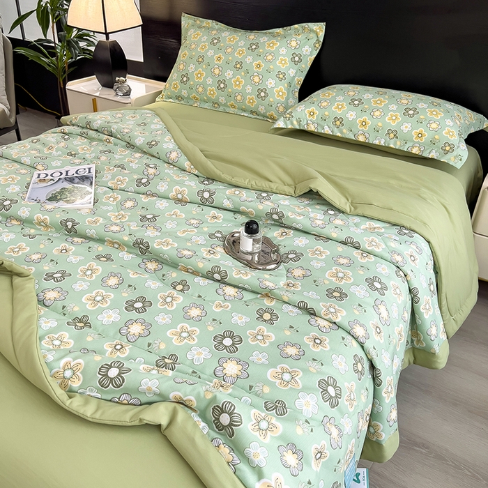 91家纺网 家纺一手货源 找家纺 宝士康家纺 2025新款10A抗菌双层纱印花夏被 花开半夏