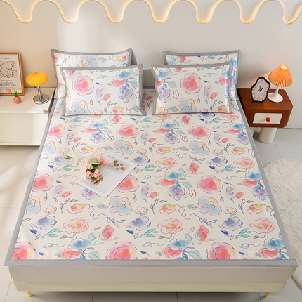 91家纺网 家纺一手货源 找家纺 （总）简一 2025新款A类碳光印花数码冰丝凉席系列-床单款