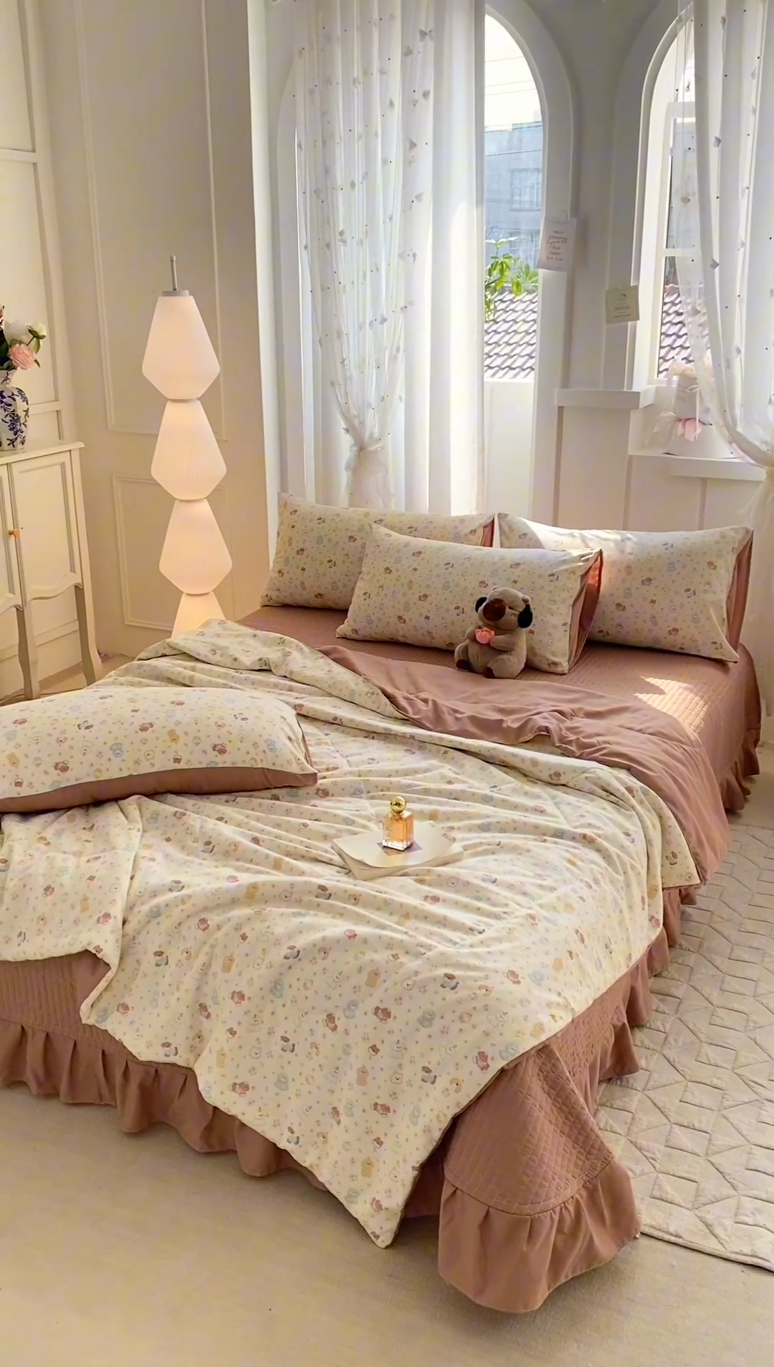 91家纺网 家纺一手货源 找家纺 2025新款针织双层纱夏被床盖四件套单夏被单床盖单品 奶芙汪汪