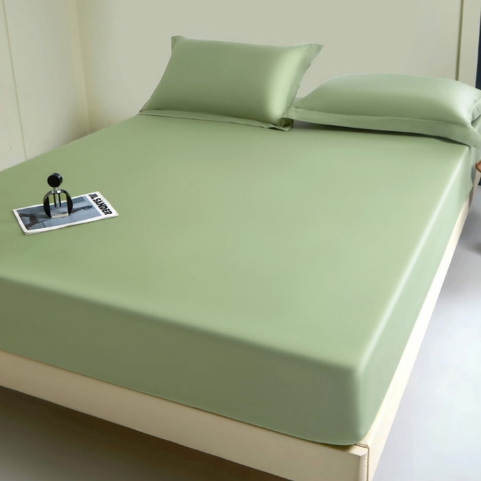 91家纺网 家纺一手货源 找家纺 秀色家纺 2024新品 A类100支双股长绒棉单品床笠 梦易-艾绿