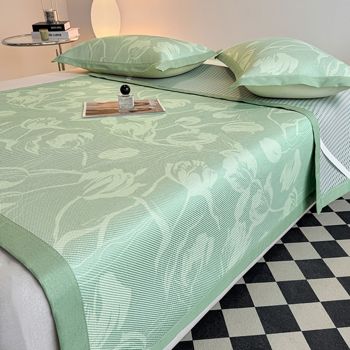 91家纺网 家纺一手货源 找家纺 格真2025新款简约印花冰藤席席子凉席 灵动