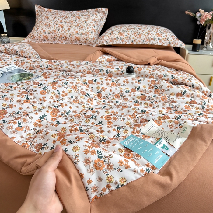 91家纺网 家纺一手货源 找家纺 宝士康家纺 2025新款10A抗菌双层纱印花夏被四件套 小雏菊