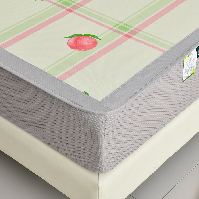 91家纺网 家纺一手货源 找家纺 简一 2025新款A类碳光印花数码冰丝凉席系列-床笠款 水蜜桃-绿