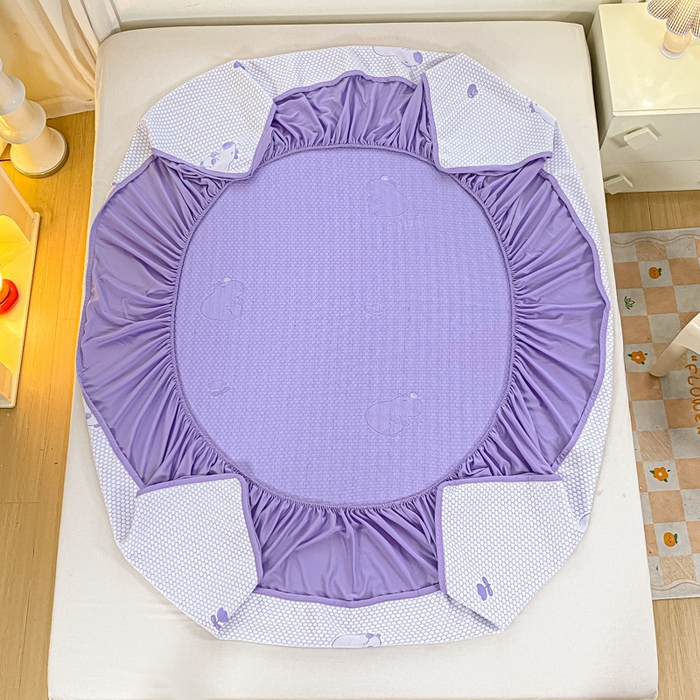 91家纺网 家纺一手货源 找家纺 春寻家纺 2025新款冰豆豆冰丝凉席-卡皮巴拉系列 床笠款-卡皮巴拉-紫