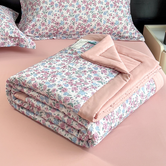 91家纺网 家纺一手货源 找家纺 宝士康家纺 2025新款10A抗菌双层纱印花夏被 紫苑