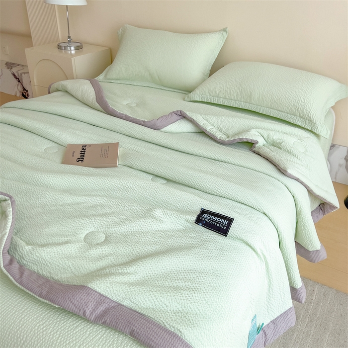 91家纺网 家纺一手货源 找家纺 宝士康家纺 2025新款10A抗菌泡泡棉大豆夏被 被子被芯 绿色