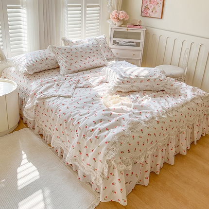 91家纺网 家纺一手货源 找家纺 网红馆（ck家纺） 2025新款天丝印花夹棉床盖夏被四件套 小美满