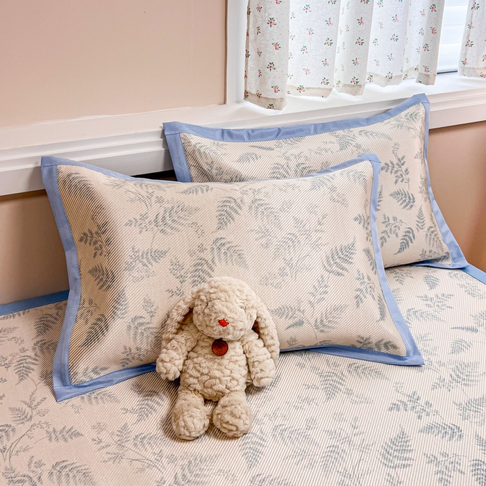 91家纺网 家纺一手货源 找家纺 慕尚家纺 2025新款数码印花床席床笠款冰藤席 床席款-土豆叶