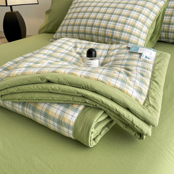 91家纺网 家纺一手货源 找家纺 宝士康家纺 2025新款10A抗菌无印风夏被 被子被芯 芒格绿