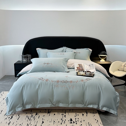 懒猫家纺 懒猫家纺 2025新款高精密40支13374全棉喷气绣花四件套  【带礼盒】-缇娜系列 缇娜-兰