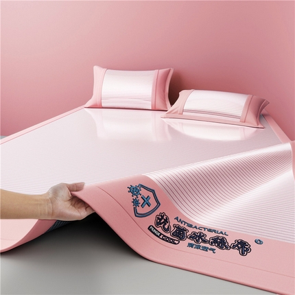 2025新款清凉舒适负离子抗菌冰丝席凉席席子 抗菌粉色