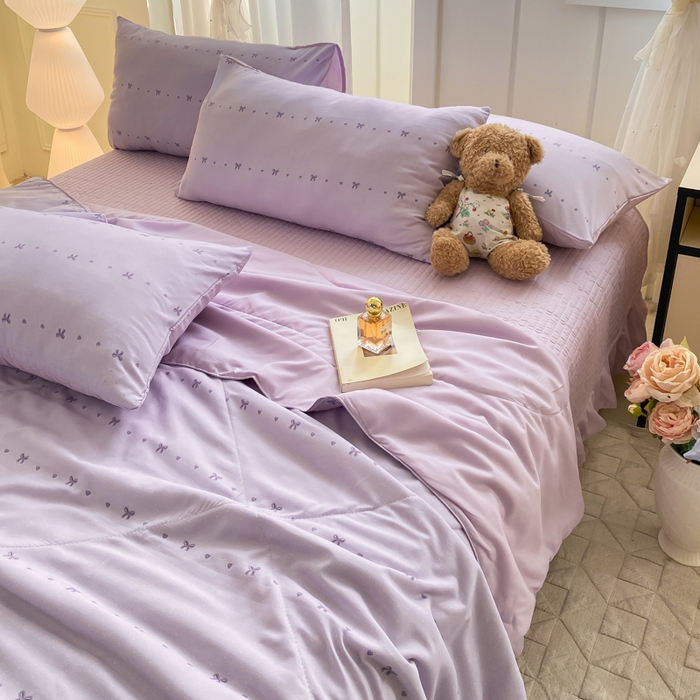 91家纺网 家纺一手货源 找家纺 2025新款针织双层纱夏被床盖四件套单夏被单床盖单品 月光女神