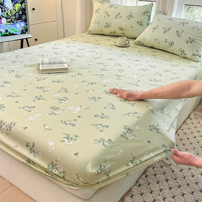 91家纺网 家纺一手货源 找家纺 宝士康家纺 2025新款10A抗菌全棉印花床笠 茶艺