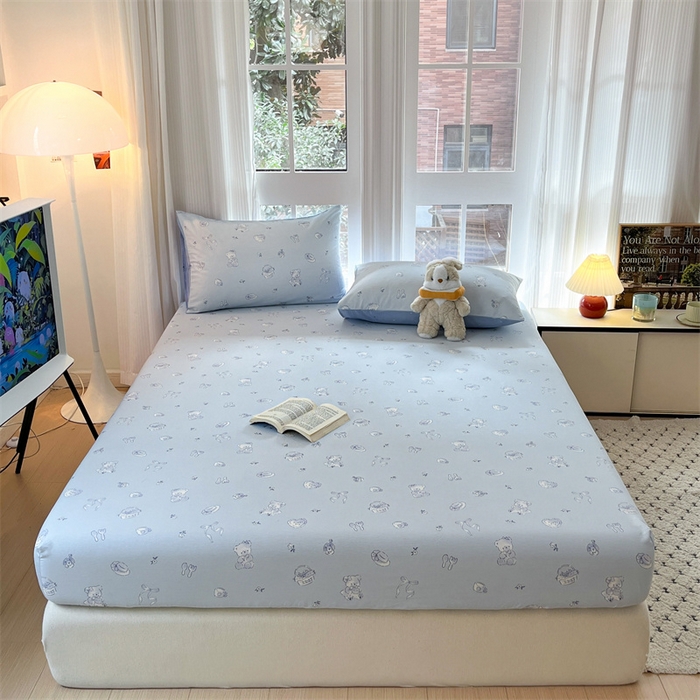 91家纺网 家纺一手货源 找家纺 宝士康家纺 2025新款10A抗菌全棉印花床笠 布偶小熊